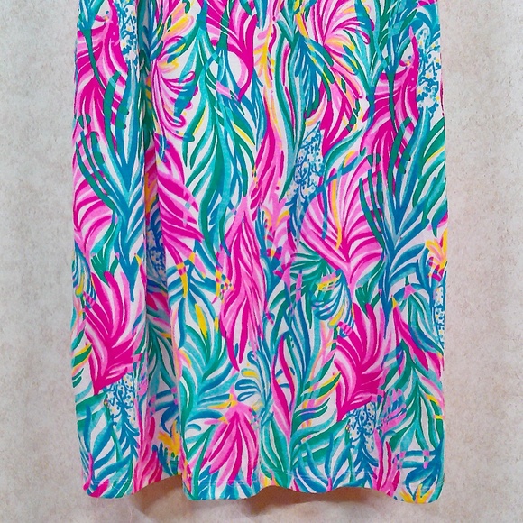 MWOT Lilly Pulitzer Kelp Me Midi Dress Multi Colors Puff Sleeves Size Large - Picture 3 of 10